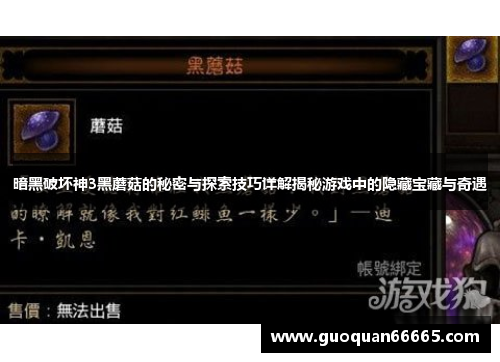 暗黑破坏神3黑蘑菇的秘密与探索技巧详解揭秘游戏中的隐藏宝藏与奇遇