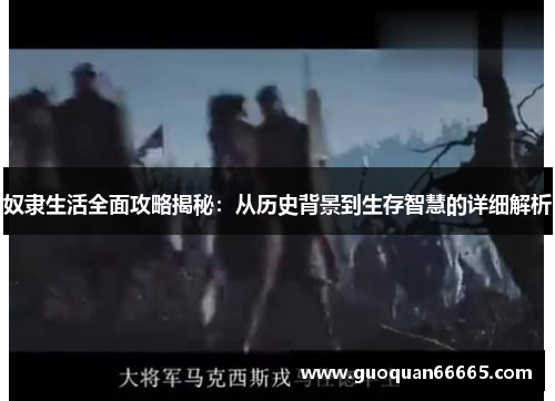 奴隶生活全面攻略揭秘：从历史背景到生存智慧的详细解析